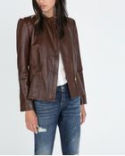 Zara Zipped Leather Jacket - Lyst