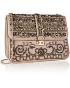 Valentino Crystal-embellished Leather Shoulder Bag - Lyst