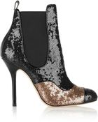 Oscar de la Renta Lady Simona Sequined Leather Boots - Lyst