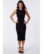Missguided Hareta Black Cut Out Midi Dress - Lyst
