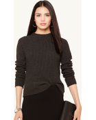 Ralph Lauren Black Label Leather-Trim Cashmere Sweater - Lyst
