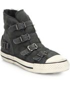 Ash Virginy Shearling-Lined Suede High-Top Sneakers - Lyst