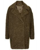Topshop Womens Slouchy Mohair Boyfriend Coat Olive - Lyst