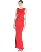 ABS By Allen Schwartz Red Stretch Jersey Mesh Detailed Evening Gown - Lyst