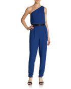 Halston Heritage One-Shoulder Belted Jumpsuit - Lyst