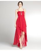 Laundry By Shelli Segal Red Lurex Stripe Stretch Chiffon Strapless Gown - Lyst