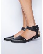 Pixie Market Leopard Leather Pointy Flats - Lyst
