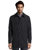 Cole Haan Black Water Resistant Woven 4-Button Front 3/4 Length Car Coat - Lyst
