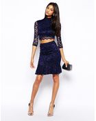 John Zack Lace Skirt With Peplum Hem - Lyst