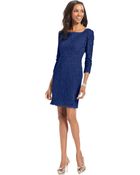 Adrianna Papell Three-Quarter-Sleeve Lace Sheath - Lyst