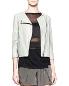 Helmut Lang Oxum Collarless Leather Jacket - Lyst