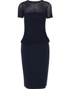 Oscar de la Renta Crocheted And Stretch-Knit Peplum Dress - Lyst