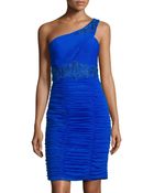 Sue Wong One-Shoulder Pleated Short Dress - Lyst