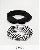 Asos 2 Pack Headbands with Stripe and Plain - Lyst