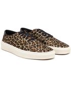 Saint Laurent Metallic Leopard-Print Low-Top Sneakers - Lyst