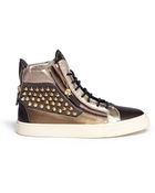 Giuseppe Zanotti Stud Embellished Metallic Sneakers - Lyst