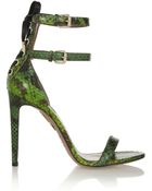 Aquazzura Saharienne Glossed-elaphe Sandals - Lyst