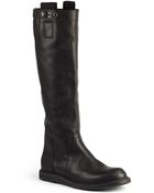 Rick Owens Leather Knee-High Biker Boots - Lyst