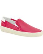 Saint Laurent Flat Leather Sneaker - Lyst