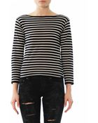 Saint Laurent Fine Knit Breton Stripe Sweater - Lyst