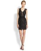 BCBGMAXAZRIA Paneled Lace Dress - Lyst
