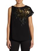 Halston Heritage Asymmetrical Sequin Silk Blouse - Lyst