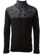 Diesel Black Gold Cable Knit Turtleneck Sweater - Lyst