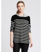 Banana Republic Textured Stripe Boatneck Pullover - Lyst