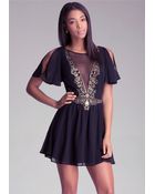 Bebe Sequin Cold Shoulder Dress - Lyst