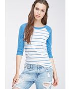 Forever 21 Striped Baseball Tee - Lyst