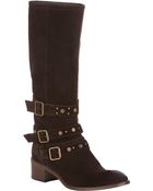 Barneys New York Studded-Strap Knee Boots - Lyst