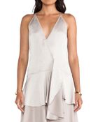 Halston Heritage Tiered Skirt Wrap Dress - Lyst