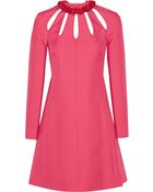 Valentino Cutout Wool And Silk-Blend Crepe Mini Dress - Lyst