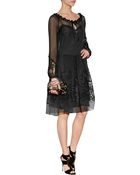 Alberta Ferretti Silk Ciffon Dress With Macrame - Lyst