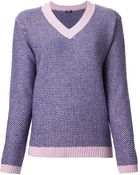 Jil Sander Navy Check Knit Jumper - Lyst