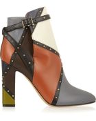 Valentino Studded Color-block Leather Ankle Boots - Lyst