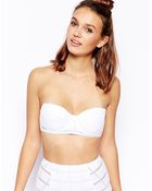 Asos Textured Square Longline Bandeau Bikini Top - Lyst