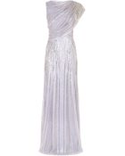 Jenny Packham Drape Front Beaded Gown - Lyst