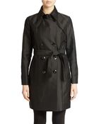 Ellen Tracy Double Breasted Trench Coat - Lyst