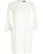River Island Cream Chiffon Cape Sleeve Shift Dress - Lyst