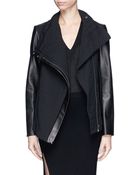 Helmut Lang Crinkle Lawn Cloth Leather Jacket - Lyst