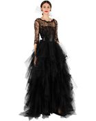 Oscar de la Renta Lace and Tulle Embroidered Gown - Lyst