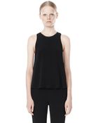 Alexander Wang Viscose Crepe Top With Leather Trim - Lyst