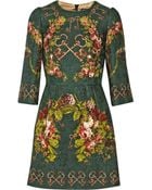 Dolce & Gabbana Printed Matelassé Mini Dress - Lyst