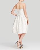 Vera Wang Dress - Strapless Pleated Metallic Embroidered - Lyst