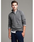 Banana Republic Ribbed Cotton Cashmere Half-Zip Pullover - Lyst