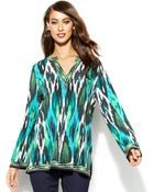 Michael Kors Michael Ikat-Print Split-Neck Tunic - Lyst