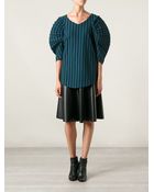 Tsumori Chisato Striped Oversized Sleeves Top - Lyst