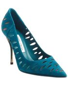 Jimmy Choo Teal Suede Cutout Pumps - Lyst