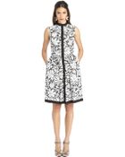 Oscar de la Renta Sleeveless Cotton Poplin Dress - Lyst